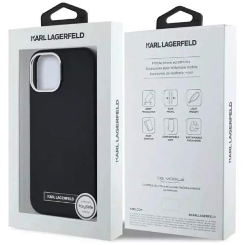  iPhone 15 Fekete Karl Lagerfeld FW Metal Plate MagSafe tok-3666339254889 8 kép