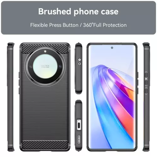  Techsuit - Szénszilikon - Honor Magic5 Lite - Fekete tok-5949419003545 5 kép