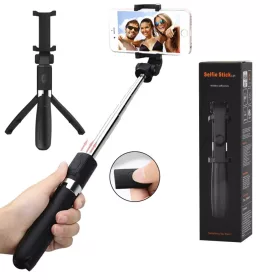    Techsuit - Selfie Bot (L01s) - Stabil Álvány Tripoddal, Hosszabbítható Karral, Bluetooth Távirányítóval, 70 cm - Fekete