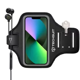    Techsuit - Sport Karszalag (TH20) - Tépőzárral, Telefonokhoz, maximum 6.8" - Fekete