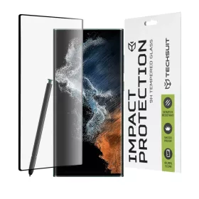    Techsuit - 111D Teljes Fedésű / Teljes Ragasztású Üveg / 3D Ívelt Kijelző - Samsung Galaxy S22 Ultra 5G - Fekete