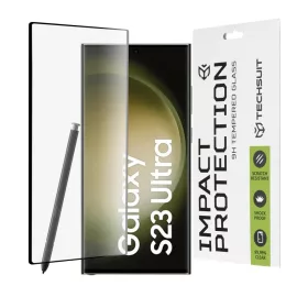    Techsuit - 111D Teljes Borítás / Teljes Ragasztás Üveg / 3D Ívelt Képernyő - Samsung Galaxy S23 Ultra - Fekete üvegfólia