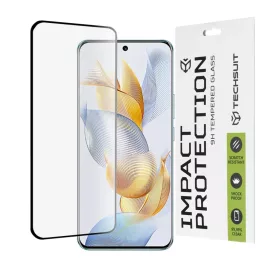    Techsuit - 111D Teljes Borítás / Teljes Ragasztás Üveg / 3D Ívelt Kijelző - Honor 90 - Fekete üvegfólia