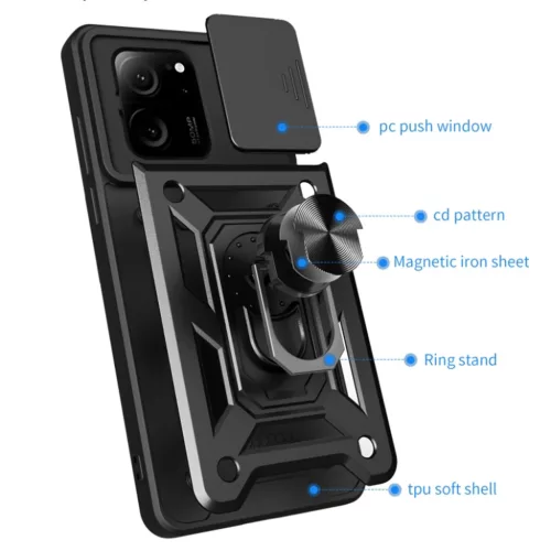  Techsuit - CamShield Sorozat - Xiaomi 13T / 13T Pro - Fekete tok-5949419069176 6 kép
