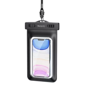   Yesido - Vízhatlan tok (WB10) - IPX8, maximum 6,7" méretű telefonhoz - Fekete