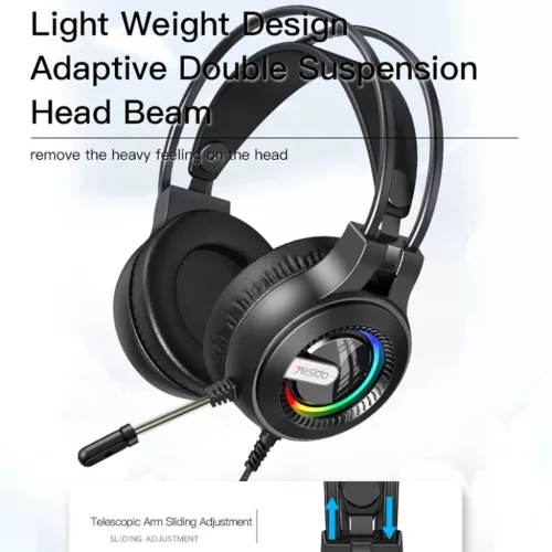 Yesido Vezetékes fejhallgató (EK02) - Jack 3.5mm, Mikrofonnal, RGB L-6971050265494 5 kép