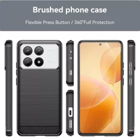  Techsuit - Karbon Szilikon - Xiaomi Poco X6 Pro - Fekete tok-5949419081444 2 kép