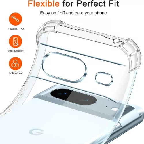  Techsuit - Ütésálló Átlátszó Szilikon - Google Pixel 8a - Átl-5949419083035 5 kép