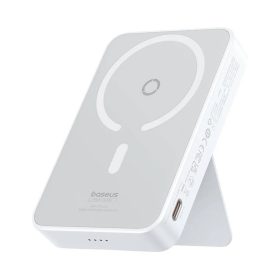   Baseus - MagPro mágneses külső akkumulátor PPCXZ05 (P10064101223-00) - USB-C, 5000mAh, 20W, MagSafe, Type-C kábel, 3A, 30cm - Fehér