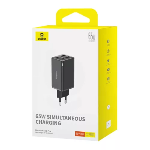 Baseus - Fali töltő GaN (P10162701113-00) - 2x USB, 2x Type-C, 65W, -6932172644444 5 kép