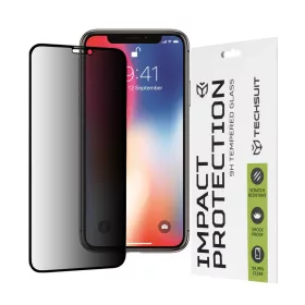   iPhone X / iPhone XS / iPhone 11 Pro Fekete Techsuit - 111D Privacy Full Glue üvegfólia