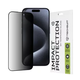    Techsuit - 111D Teljes Ragasztású Adatvédelmi Fólia - iPhone 15 Pro - Fekete üvegfólia