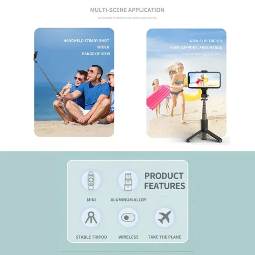  Techsuit - Mini Selfie Bot (L10) - Stabil Állvány Bluetooth Távvez-5949419122550 4 kép