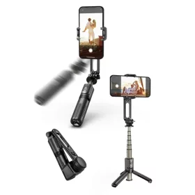   Techsuit - Mini Selfie Bot (L18Mini) - Stabil Gimbal/Állvány Bluetooth Távirányítóval, 360 fokos forgatás, 70 cm - Fekete