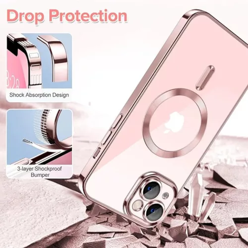 iPhone 13 - Techsuit - Luxus kristály MagSafe tok - Rózsaszín-5949419137318 3 kép