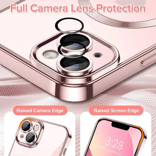 iPhone 13 - Techsuit - Luxus kristály MagSafe tok - Rózsaszín-5949419137318 4 kép