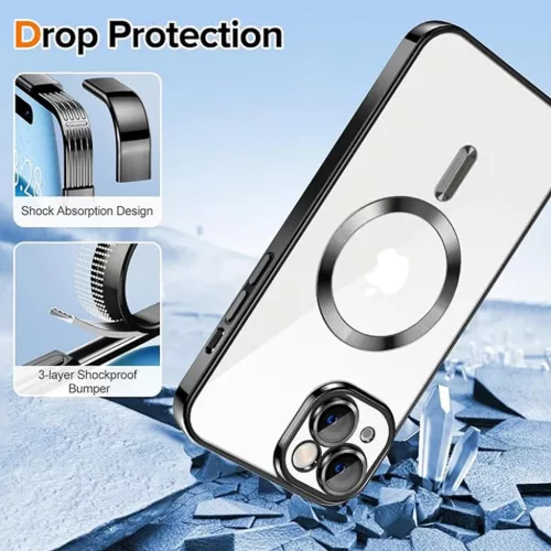 iPhone 15 - Techsuit - Luxus Kristály MagSafe - Fekete. tok-5949419136694 3 kép