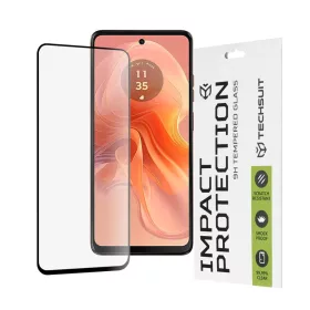    Techsuit - 111D Teljes Borítású / Teljes Ragasztású Üveg - Motorola Moto G04 / G04s / Moto G24 / Moto G24 Power / Moto E14 - Fekete üvegfólia