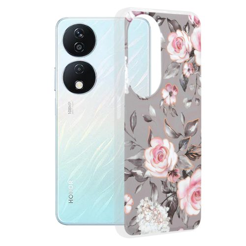  Techsuit - Márvány Sorozat - Honor X7b / X7b 5G / 90 SMART - Ruth Szürke Virágzása tok