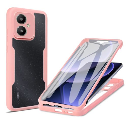  Techsuit - ColorVerse 360 sorozat + Képernyővédő - Xiaomi Redmi 13C 5G / Poco M6 - Rózsaszín tok