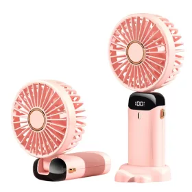   Techsuit - Kézi Ventilátor (N15) - Összecsukható Kialakítás, Digitális Kijelző, Ultra Csendes, 1800mAh - Rózsaszín