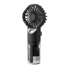   Techsuit - Kézi Ventilátor (G10) - Hordozható, párásítóval, négy sebességfokozattal, USB - Fekete