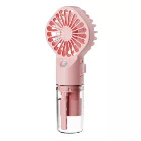   Techsuit - Kézi Ventilátor (G10) - Hordozható, párásítóval, négy sebességgel, USB - Rózsaszín