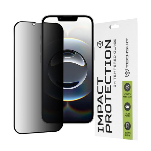 iPhone 16e Techsuit 111D Privacy Full Glue kijelzővédő üvegfólia fekete