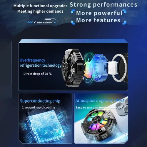 iOS és Android Fekete Techsuit - Phone Cooler (P60) - Mágneses, RGB -5949419190344 6 kép