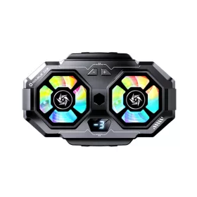    Techsuit - Telefonhűtő (SL22) - Dupla turbina, LED digitális kijelzővel, RGB világítással, sebességváltó gombbal, gyorshűtéssel - Fekete