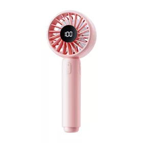   Techsuit - Mini Hordozható Kézi Ventilátor (CT-110) - LED Digitális Kijelzővel, USB Újratölthető, Nagy Sebesség - Rózsaszín