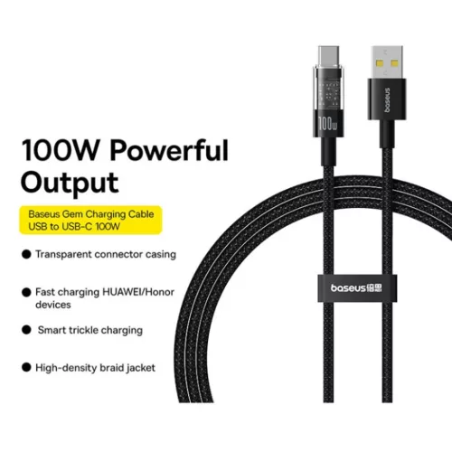 USB to Type-C Cluster Black Baseus Data Cable Gem (P10373002111-01) - -6932172658755 6 kép