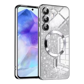   Samsung Galaxy A55 5G Ezüst Techsuit Luxus Csillogó MagSafe tok