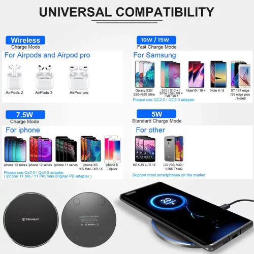 Vezeték nélküli töltő - Techsuit Premium (CHWR031) - RGB színek,-5949419224384 5 kép