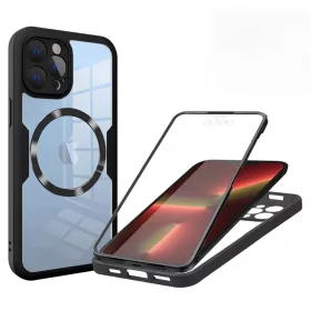    Techsuit - ColorVerse 360 MagSafe sorozat + Képernyővédő - iPhone 13 Pro - Fekete tok