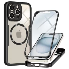    Techsuit - ColorVerse 360 MagSafe sorozat + képernyővédő - iPhone 14 Pro - Fekete tok