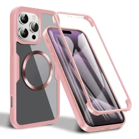    Techsuit - ColorVerse 360 MagSafe sorozat + Képernyővédő - iPhone 16 Pro Max - Rózsaszín tok