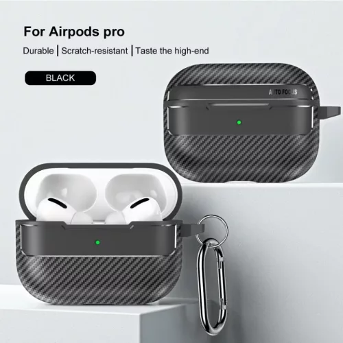  Techsuit - KarbonSzálas - Apple AirPods Pro 1 / 2 - Fekete tok-5949419250598 2 kép