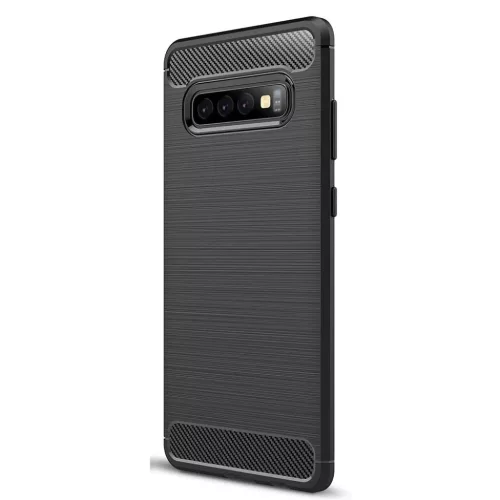  Techsuit - Szénszilikon - Samsung Galaxy S10 - Fekete tok-5949419062375 3 kép