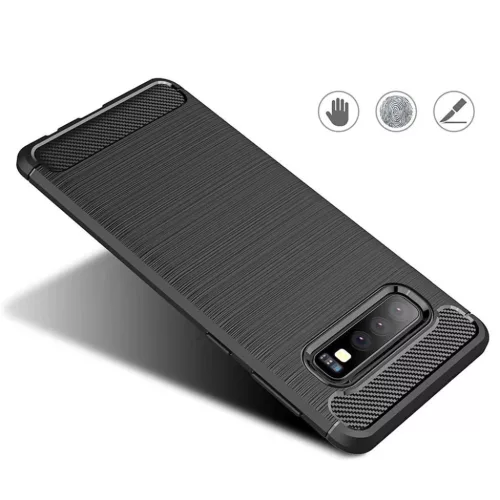 Techsuit - Szénszilikon - Samsung Galaxy S10 - Fekete tok-5949419062375 5 kép