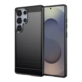    Samsung Galaxy S25 Ultra Fekete Techsuit Szénszálas szilikon tok