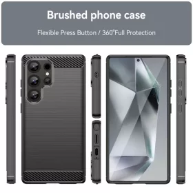 Techsuit - Szénszálas Szilikon - Samsung Galaxy S25 Ultra - Fekete t-5949419255333 2 kép