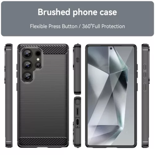 Techsuit - Szénszálas Szilikon - Samsung Galaxy S25 Ultra - Fekete t-5949419255333 2 kép