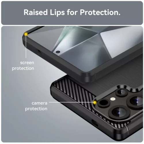Techsuit - Szénszálas Szilikon - Samsung Galaxy S25 Ultra - Fekete t-5949419255333 6 kép