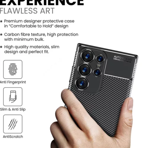 Techsuit - Szénszálas - Samsung Galaxy S25 Ultra - Fekete tok-5949419253582 5 kép