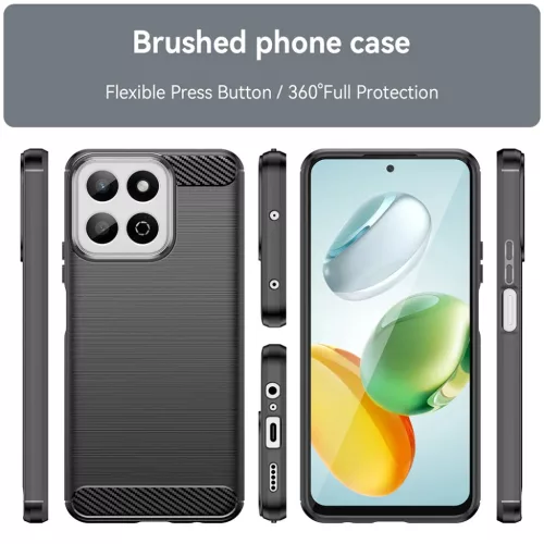 Techsuit - Szénszálas Szilikon - Honor 200 Smart / X7c - Fekete tok-5949419255876 6 kép