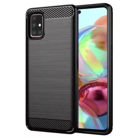  Samsung Galaxy A71 4G Fekete Techsuit Carbon szilikon tok-5949419062283 1 kép