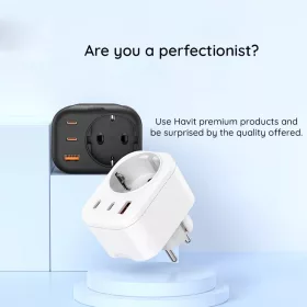 Havit Fali Töltő (UC142 EU) - EU Aljzat, 2x Type-C, USB, 30W - Feket-6939119037109 2 kép