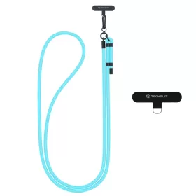    Techsuit - Kötél Crossbody Pánt (RCS1-77) - Telefonokhoz, Karabinerrel, Nylon Fonott, Tartós, Állítható - Jeges Kék