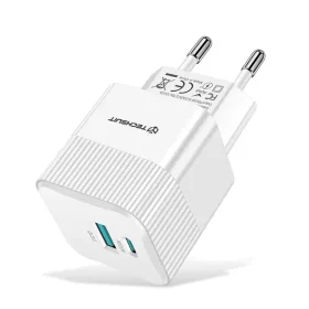    Techsuit - Prémium fali töltő Mini sorozat (CHPD216) - GaN, USB QC3.0, Type-C PD25W - Fehér